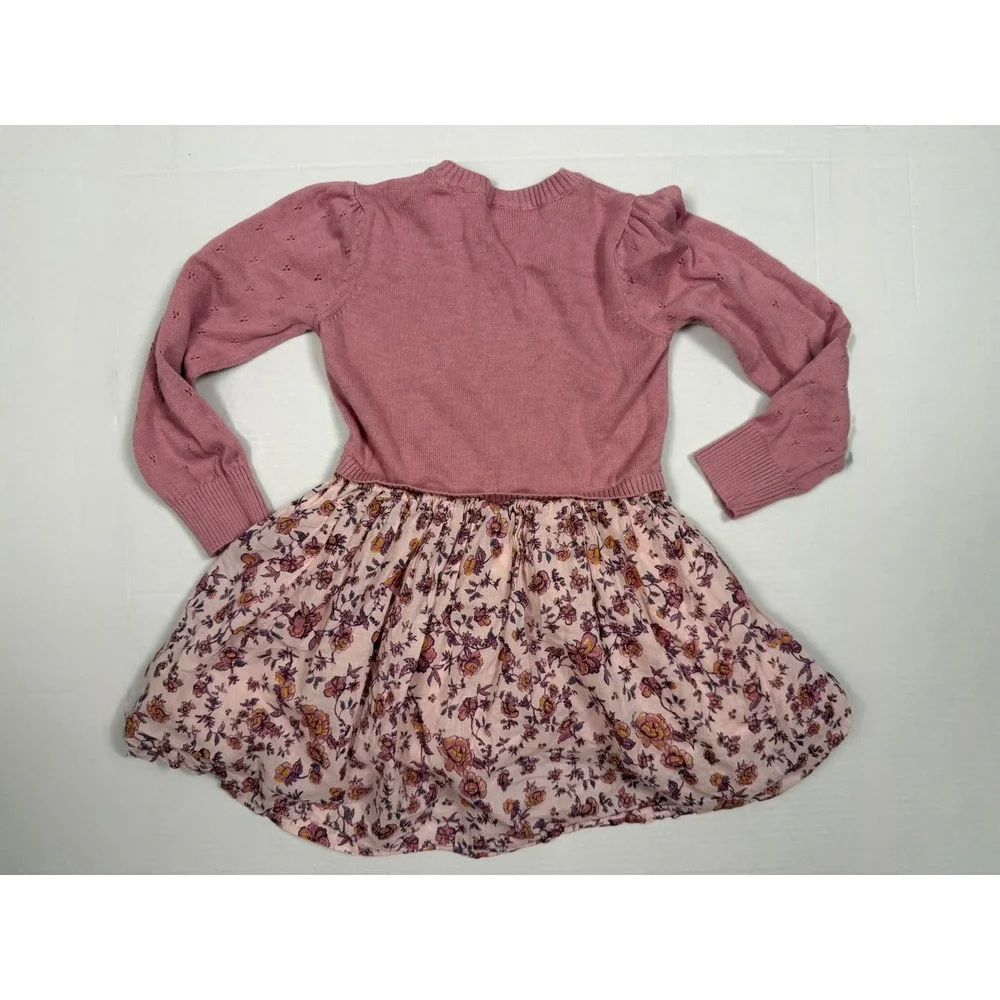 Nordstrom Sweater Dress Floral Mixed Media 5 Pink Long Sleeve Knit‎ Skirt